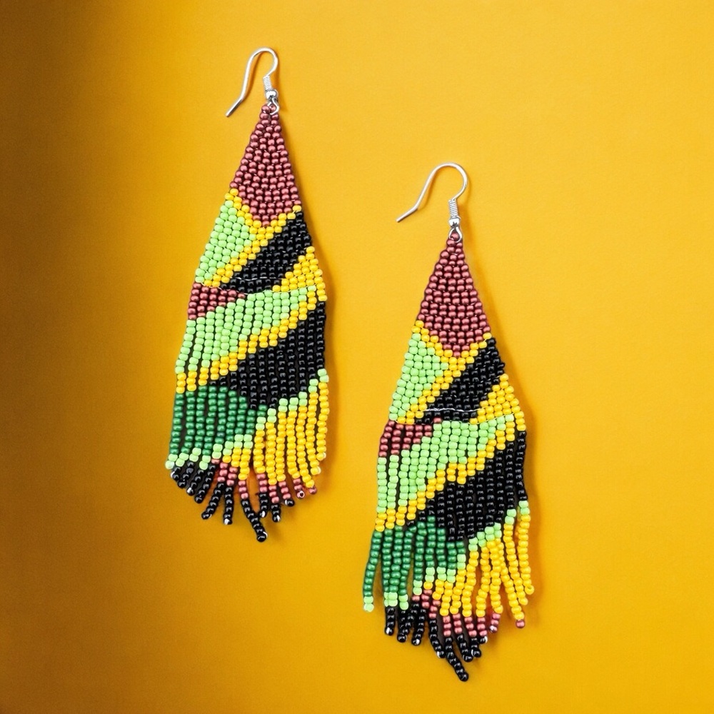 FP Seed Bead Earrings in Green